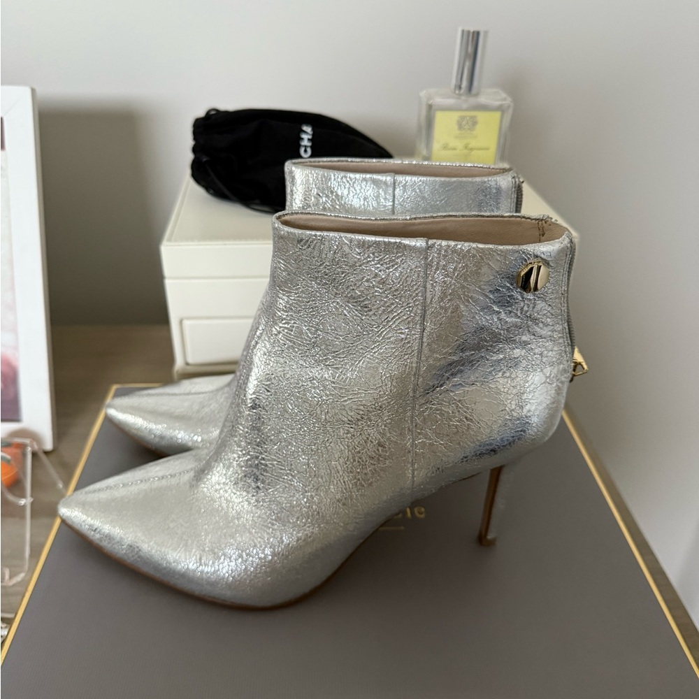 Louise et Cie Shimmering Silver Heeled Boots